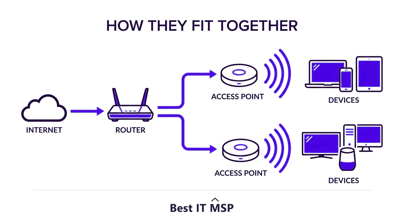 How a router and access points work together