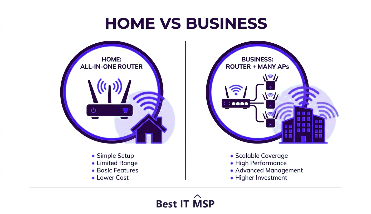 Home all-in-one router versus business router plus access points