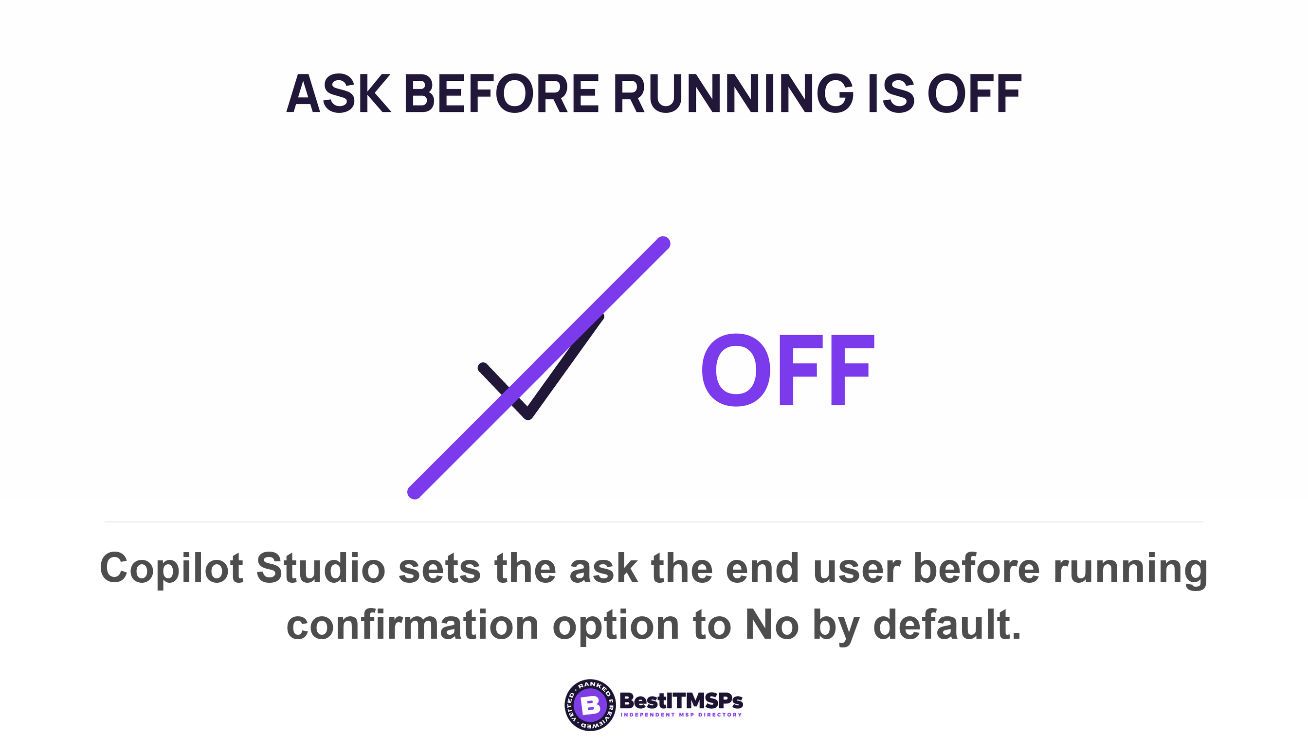 Copilot Studio sets the ask the end user before running confirmation option to No by default