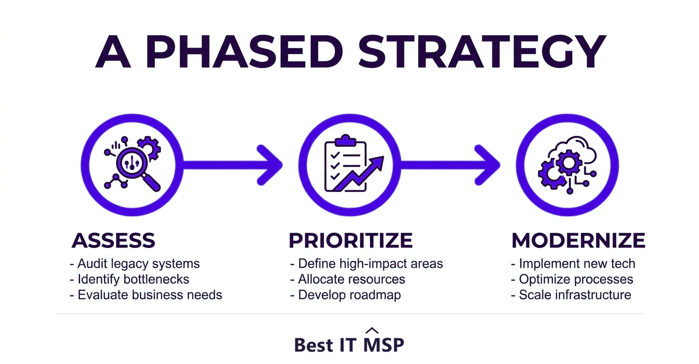A modernization strategy: assess, prioritize, modernize in phases