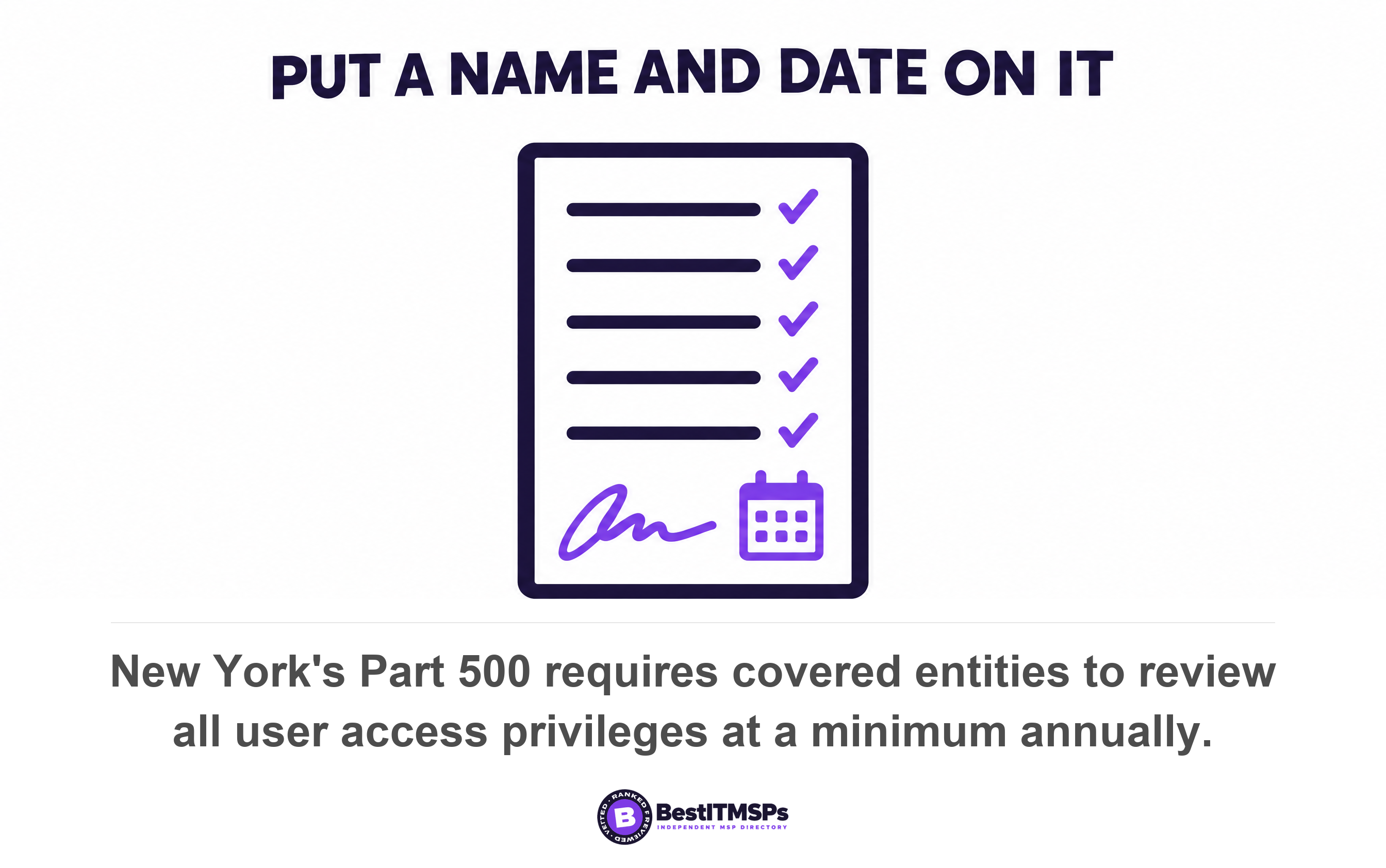 New York's Part 500 requires covered entities to review all user access privileges at a minimum annually
