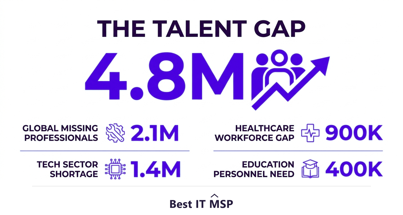 There is a global shortfall of about 4.8 million cybersecurity professionals