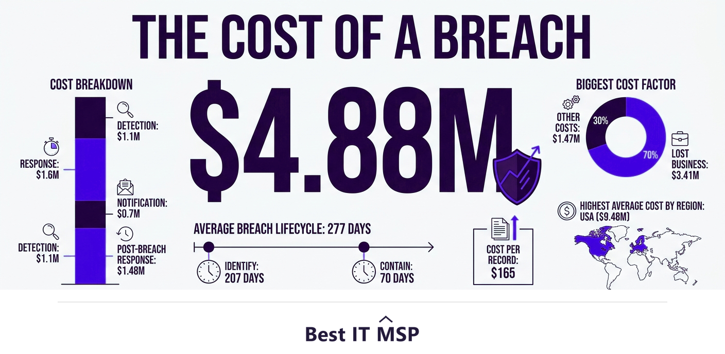 The average data breach cost 4.88 million dollars in 2024