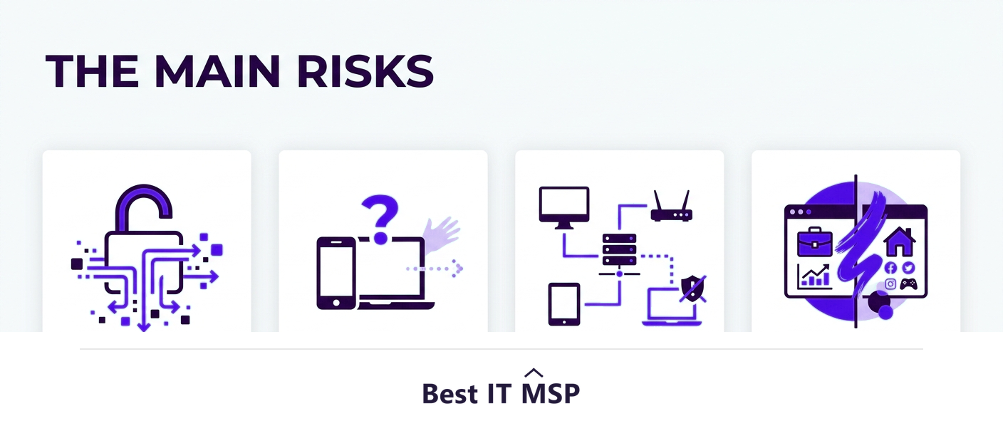 The main BYOD risks: data leakage, lost devices, unmanaged endpoints