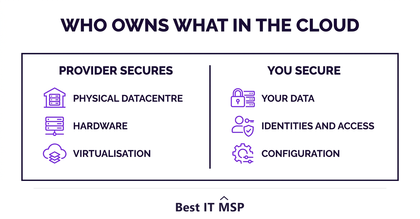 The dividing line between provider responsibility and customer responsibility in the cloud