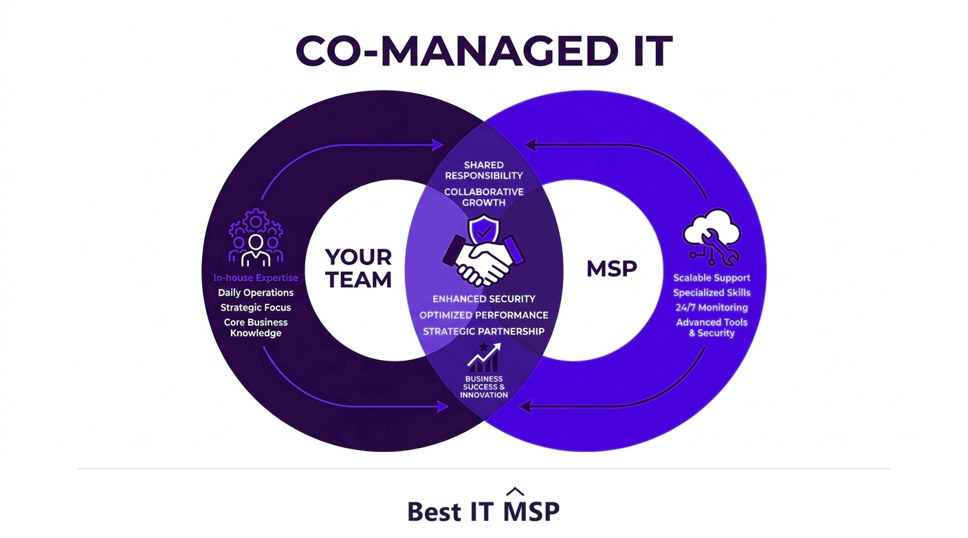 Co-managed IT combines an internal team with a managed service provider