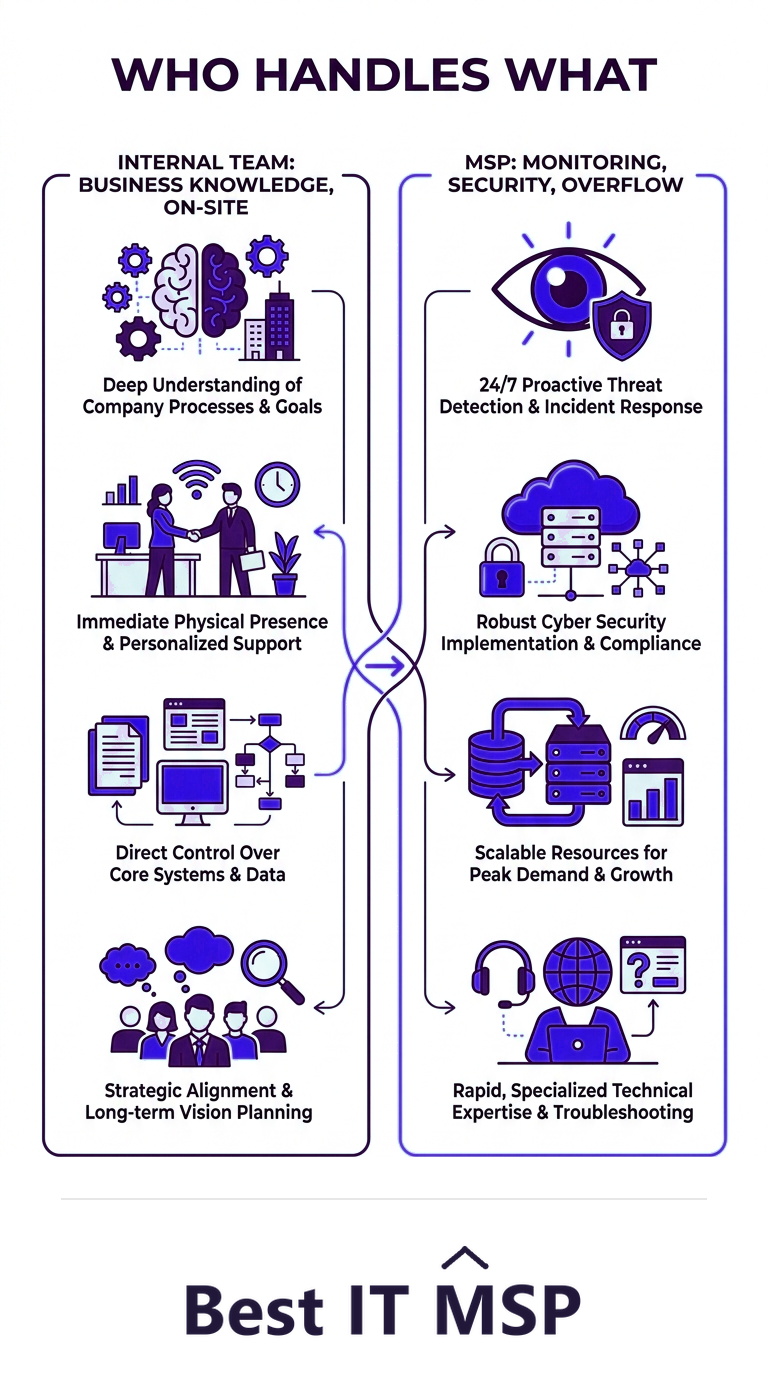 The division of labor in co-managed IT between internal team and MSP