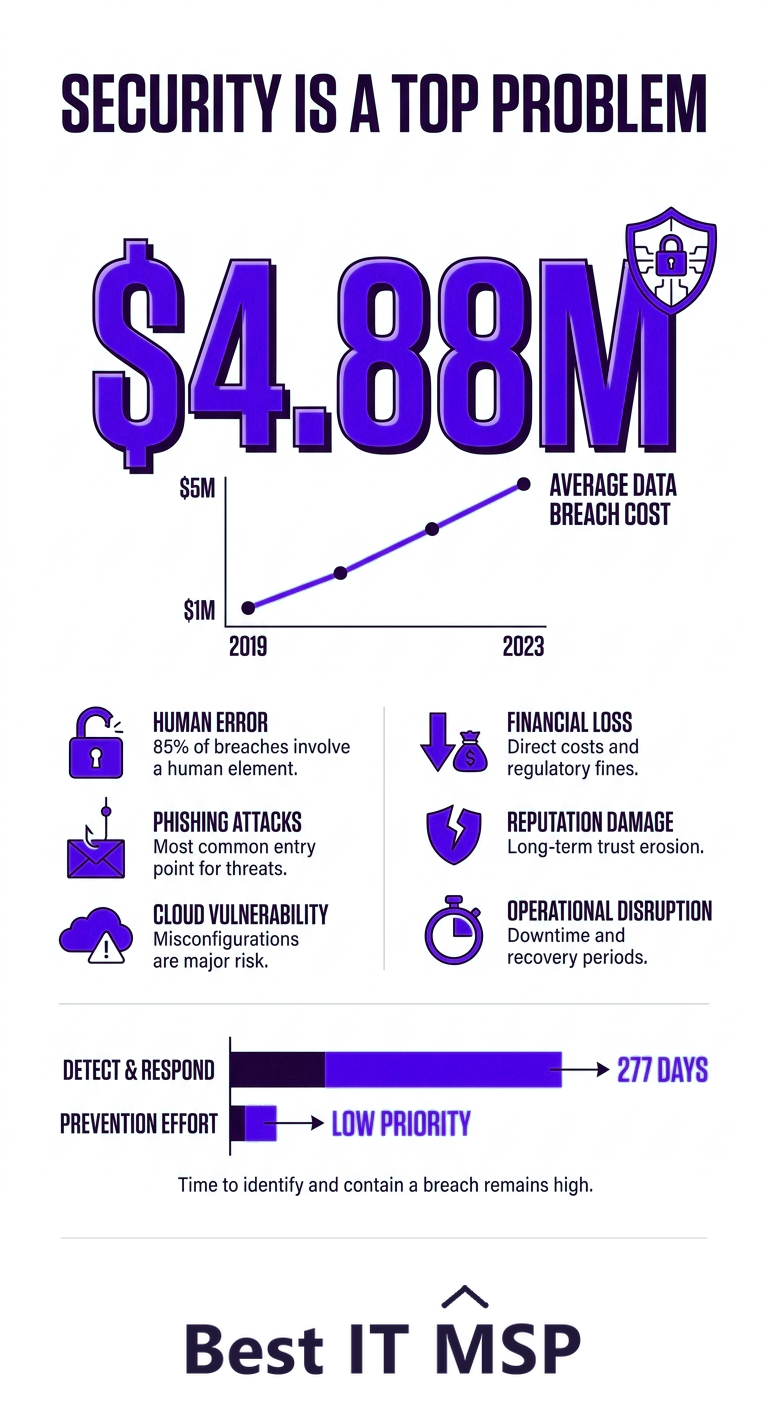 The average data breach cost 4.88 million dollars in 2024