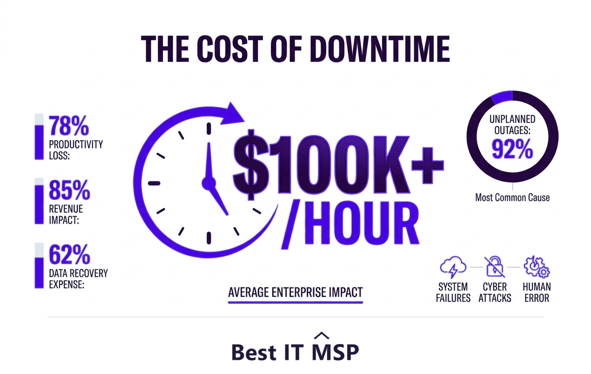 An hour of downtime costs most organizations more than 100,000 dollars