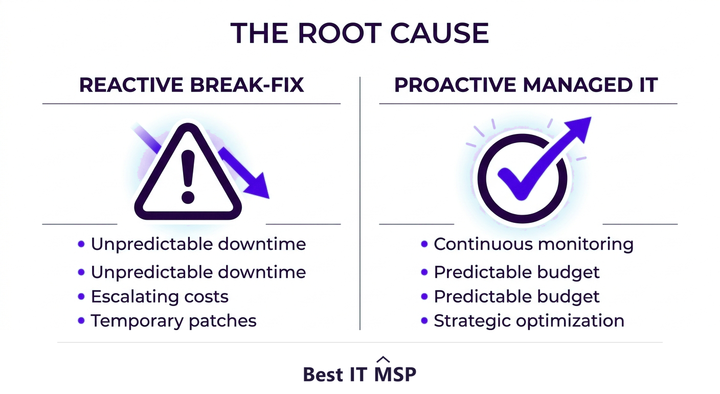 Reactive break-fix IT versus proactive managed IT