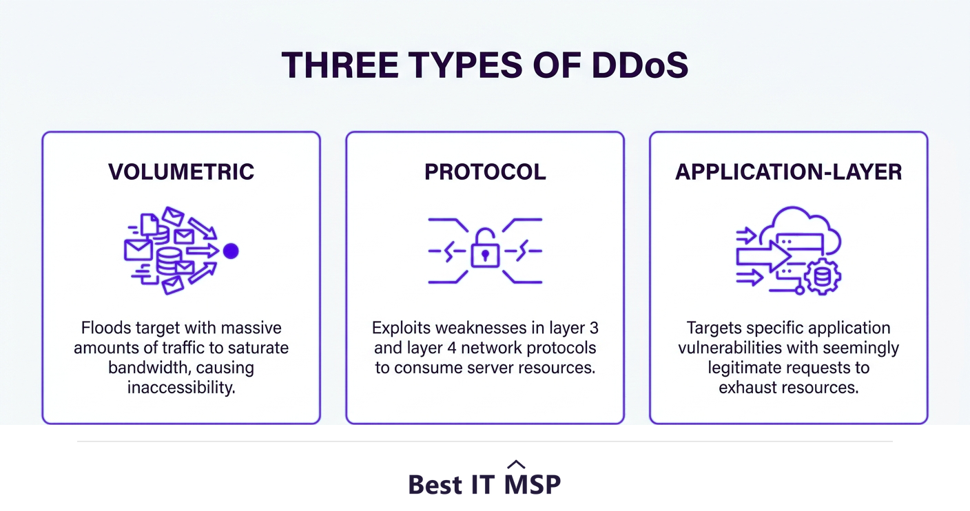 The three types of DDoS attack
