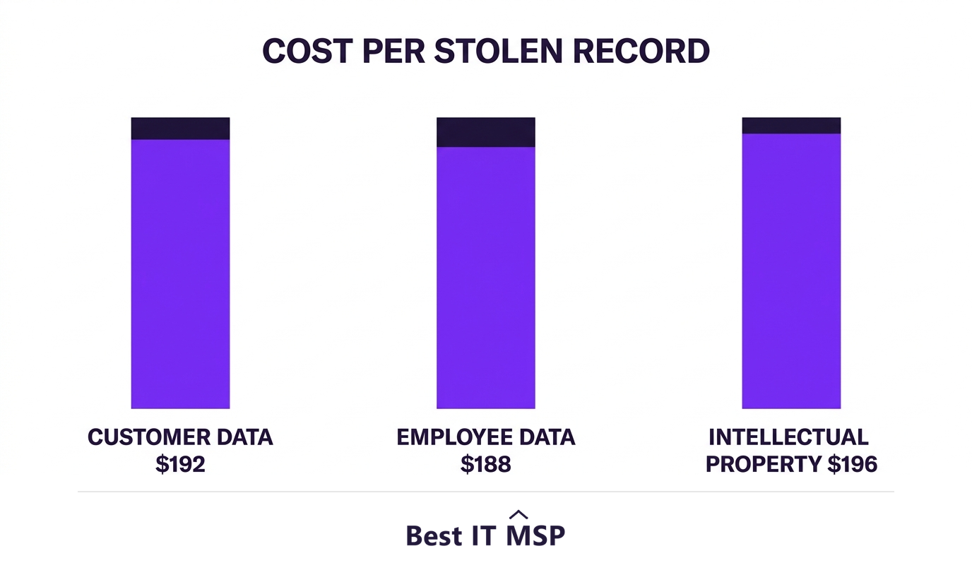 Cost per record for customer data, employee data and intellectual property