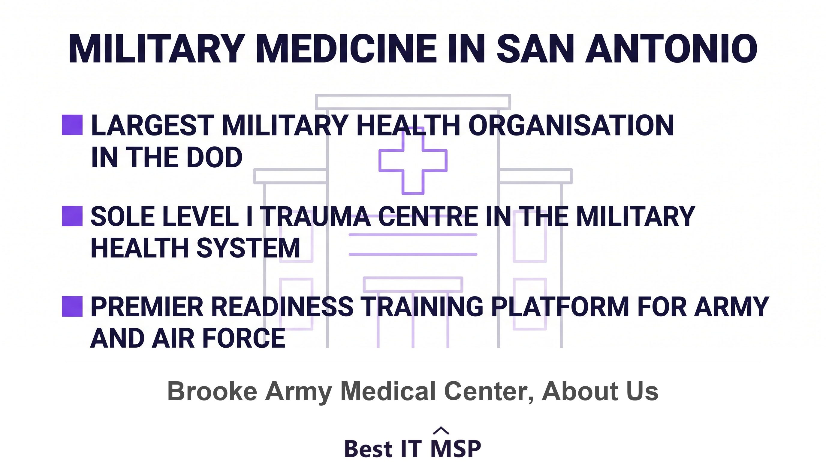 Brooke Army Medical Center is the largest military healthcare organization in the Department of Defense