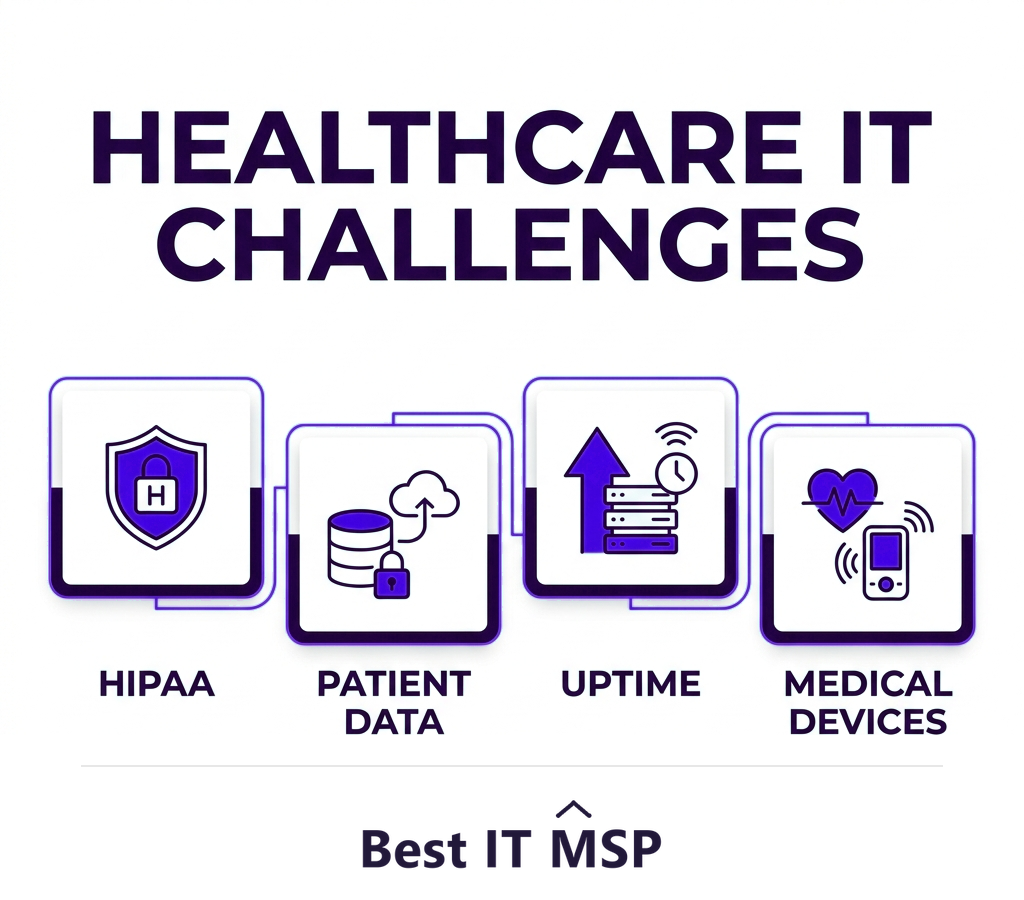 Healthcare IT challenges: HIPAA, PHI, uptime, medical devices
