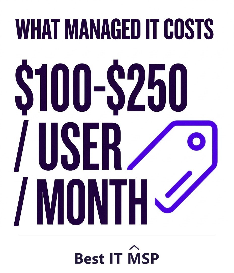Managed IT services typically cost $100 to $250 per user per month