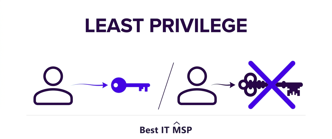 Least privilege gives each account only the access it needs
