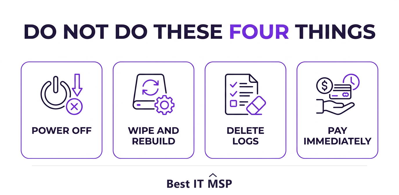 Four actions that destroy evidence during a cyber incident