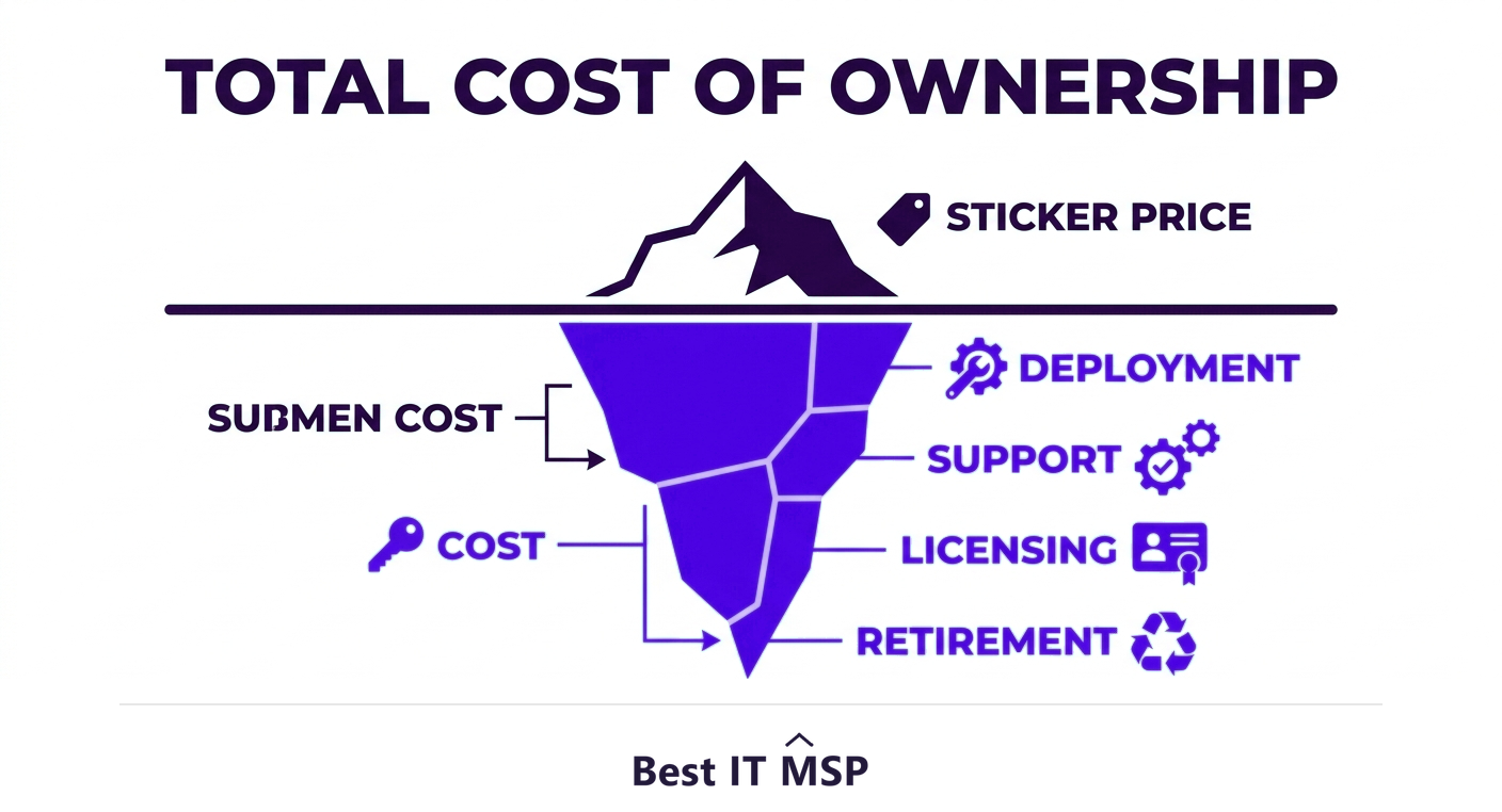 Total cost of ownership includes purchase, deployment, support, and retirement