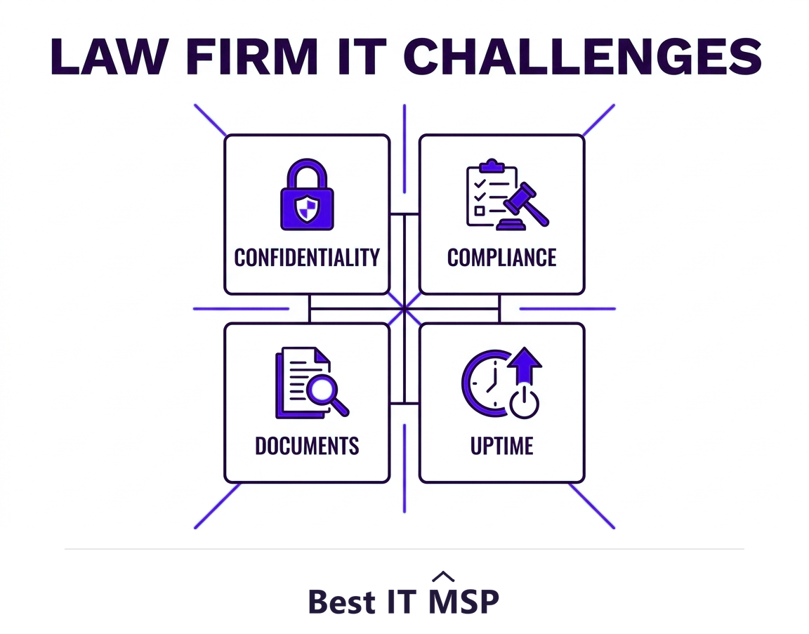 Law firm IT challenges: confidentiality, compliance, documents, uptime
