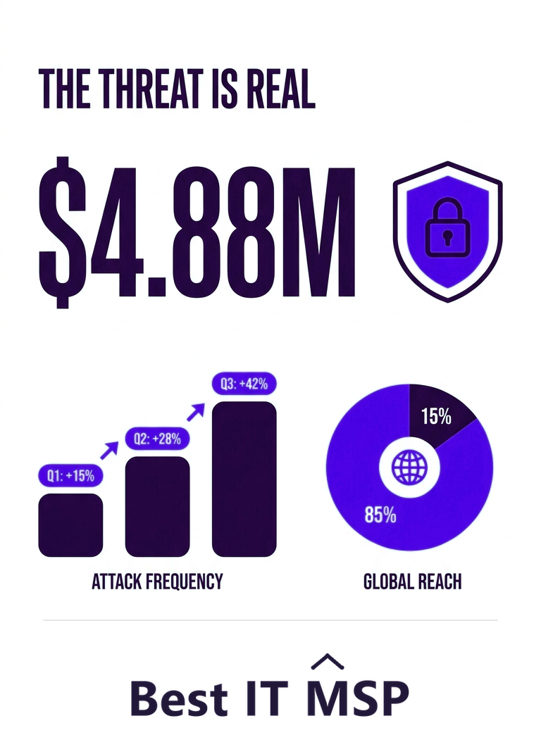 The average data breach costs 4.88 million dollars, a threat small businesses share