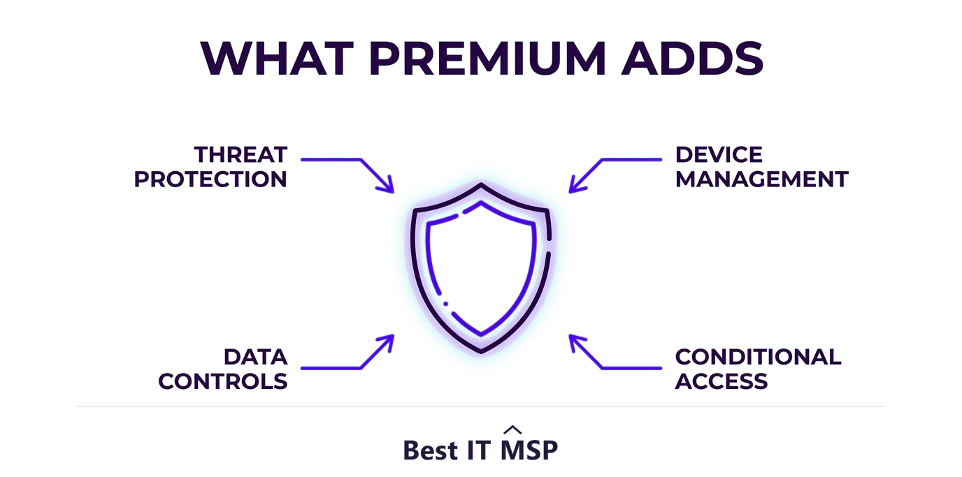 Business Premium adds advanced security and device management