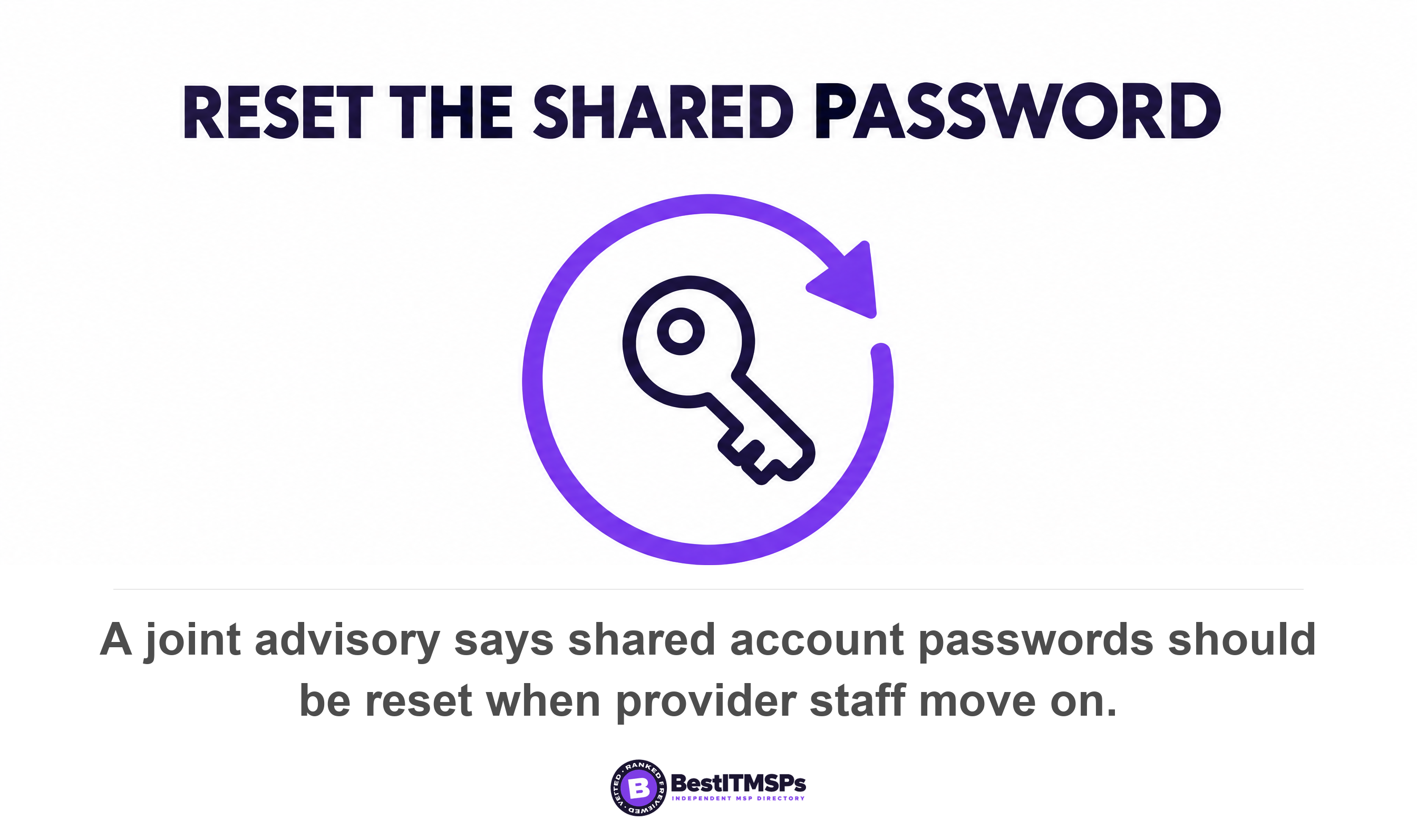 A joint advisory says shared account passwords should be reset when provider staff move on