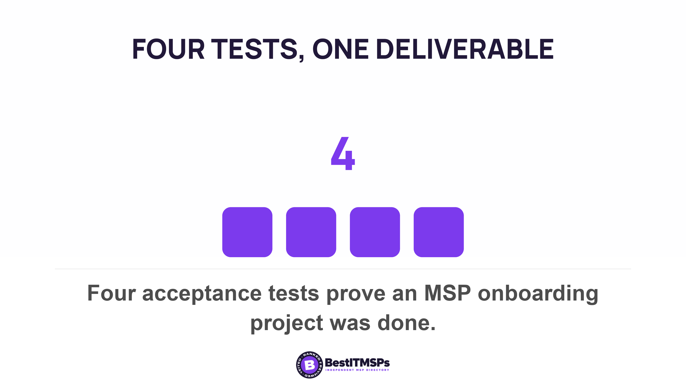 Four acceptance tests prove an MSP onboarding project was done
