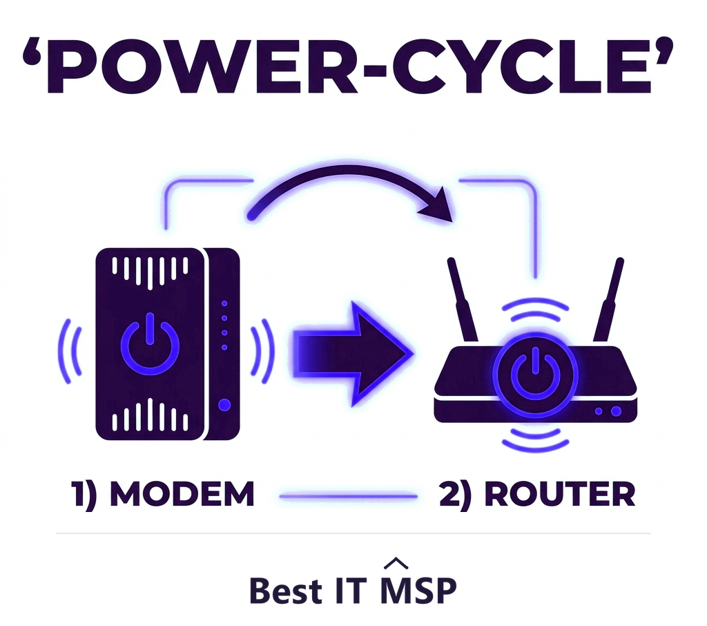 Power-cycle the modem then the router