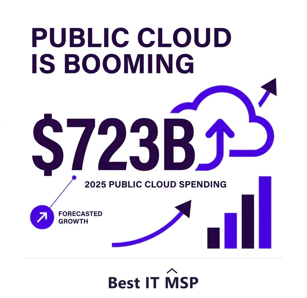 Worldwide public cloud spending is forecast to top 723 billion dollars in 2025