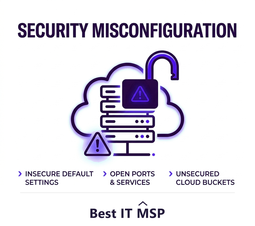 Security misconfiguration is insecure setup that hands attackers a way in