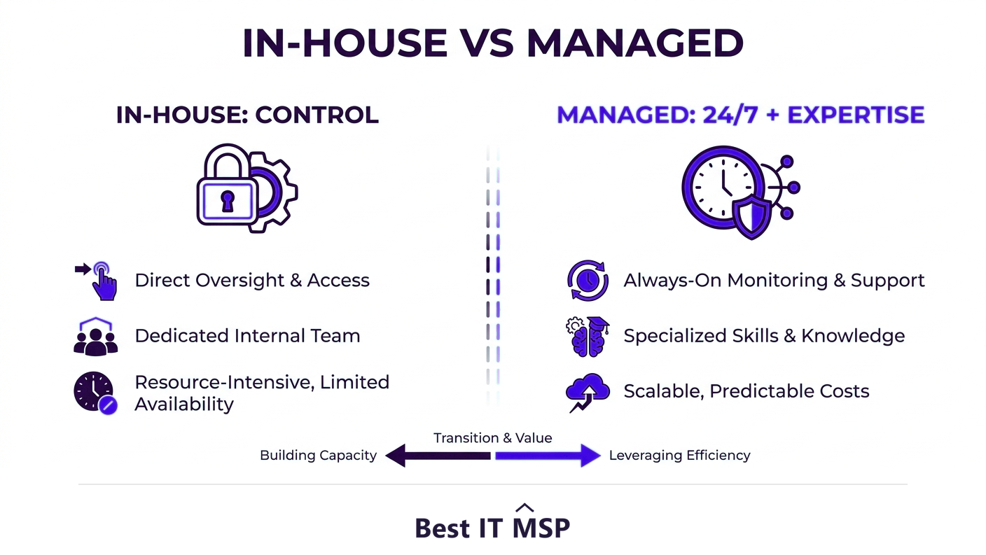 In-house versus managed server support compared