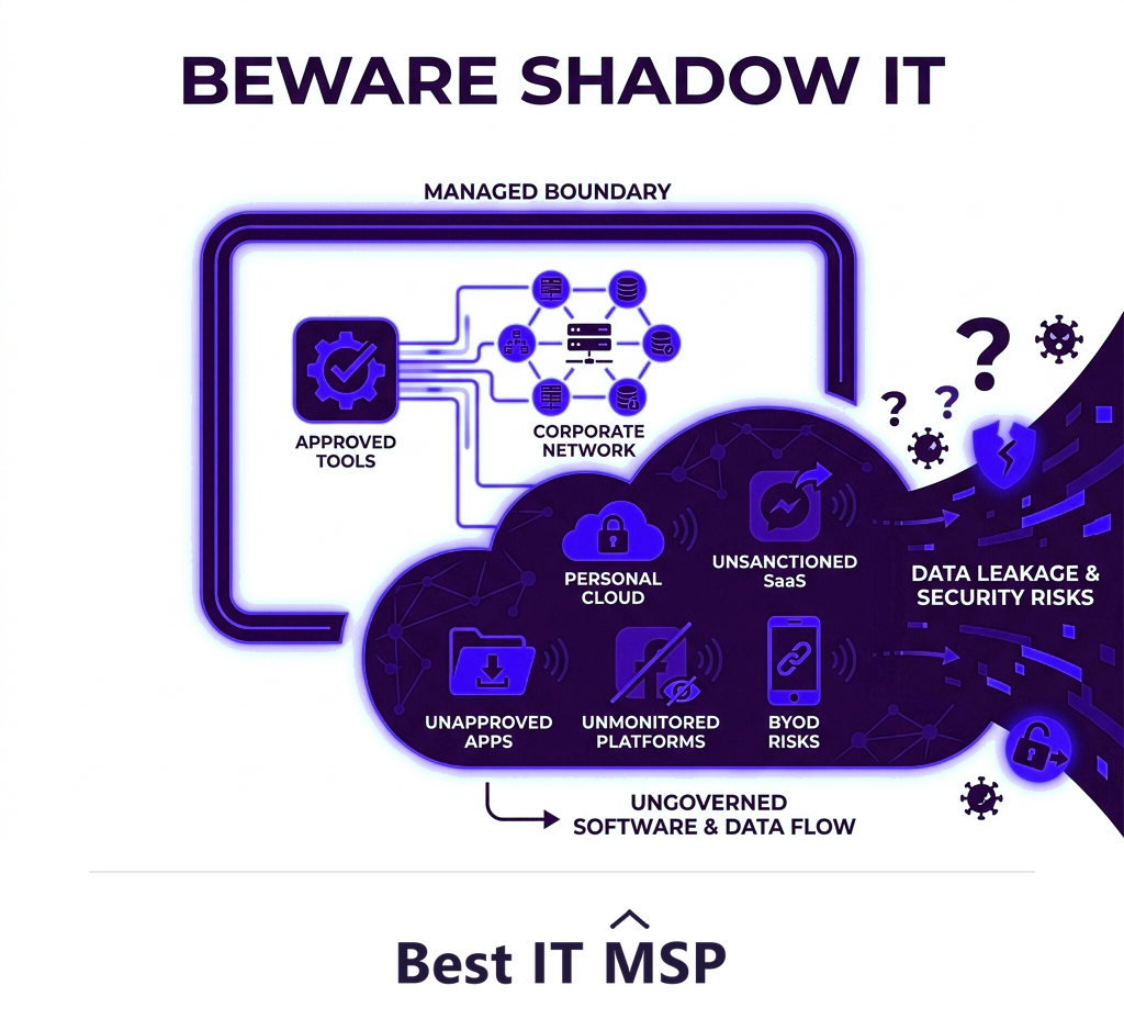 Shadow IT is unapproved software bought outside the process