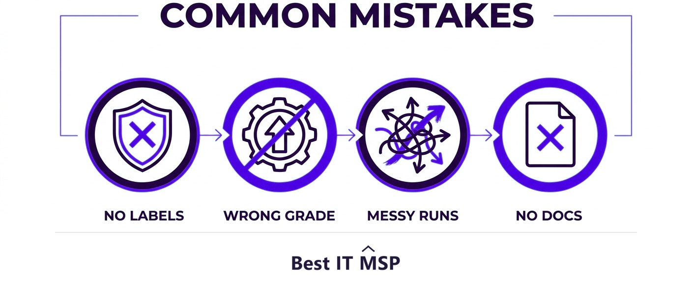 Common cabling mistakes: no labeling, wrong grade, messy runs, no documentation