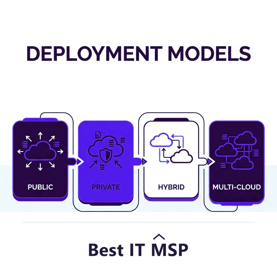 Deployment models: public, private, hybrid, multi-cloud