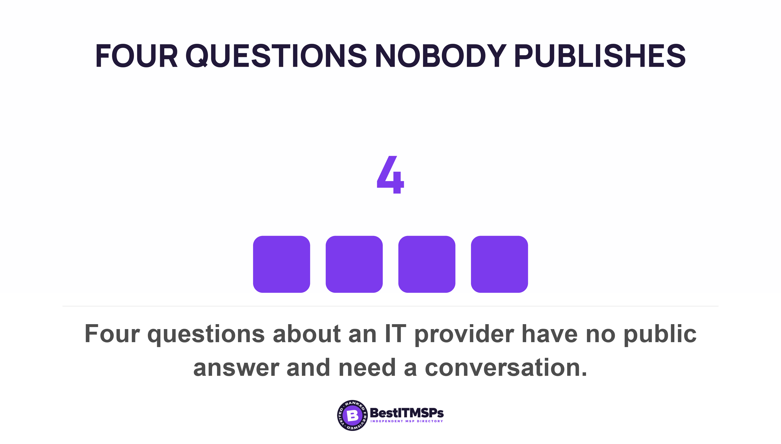 Four questions about an IT provider have no public answer and need a conversation