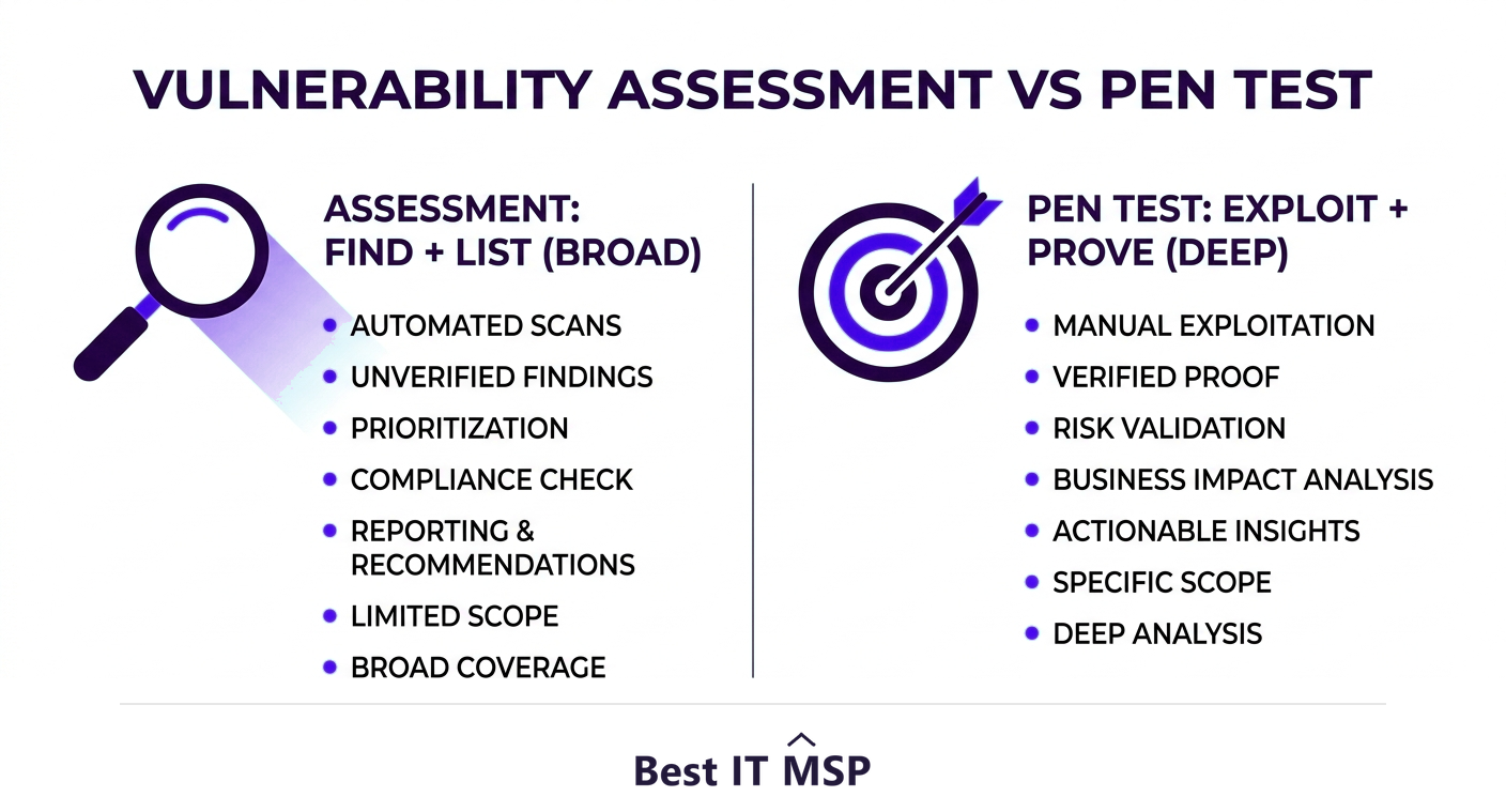 Vulnerability assessment versus penetration testing