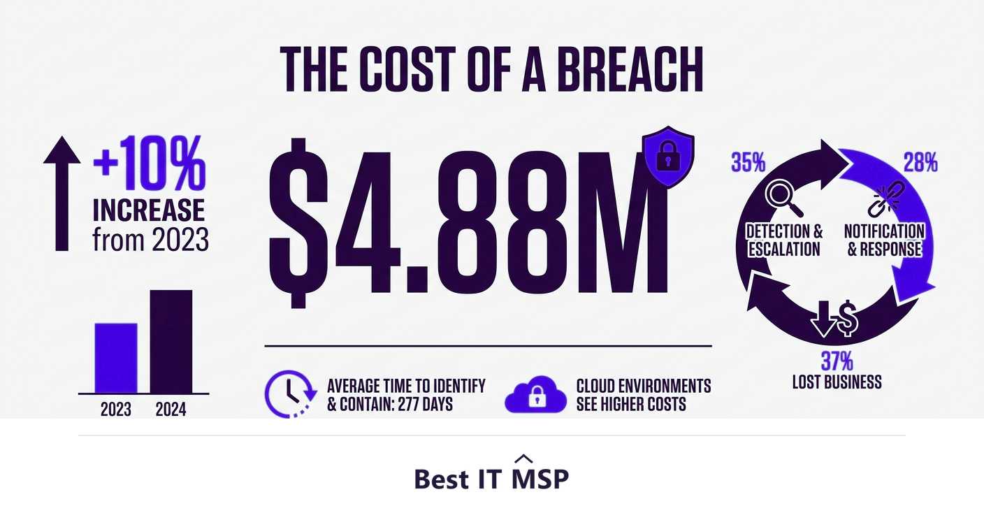 The average data breach cost 4.88 million dollars in 2024