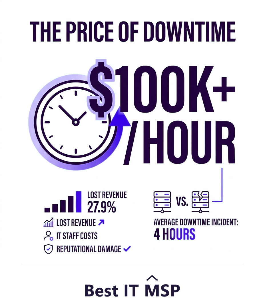An hour of downtime costs most organizations more than 100,000 dollars