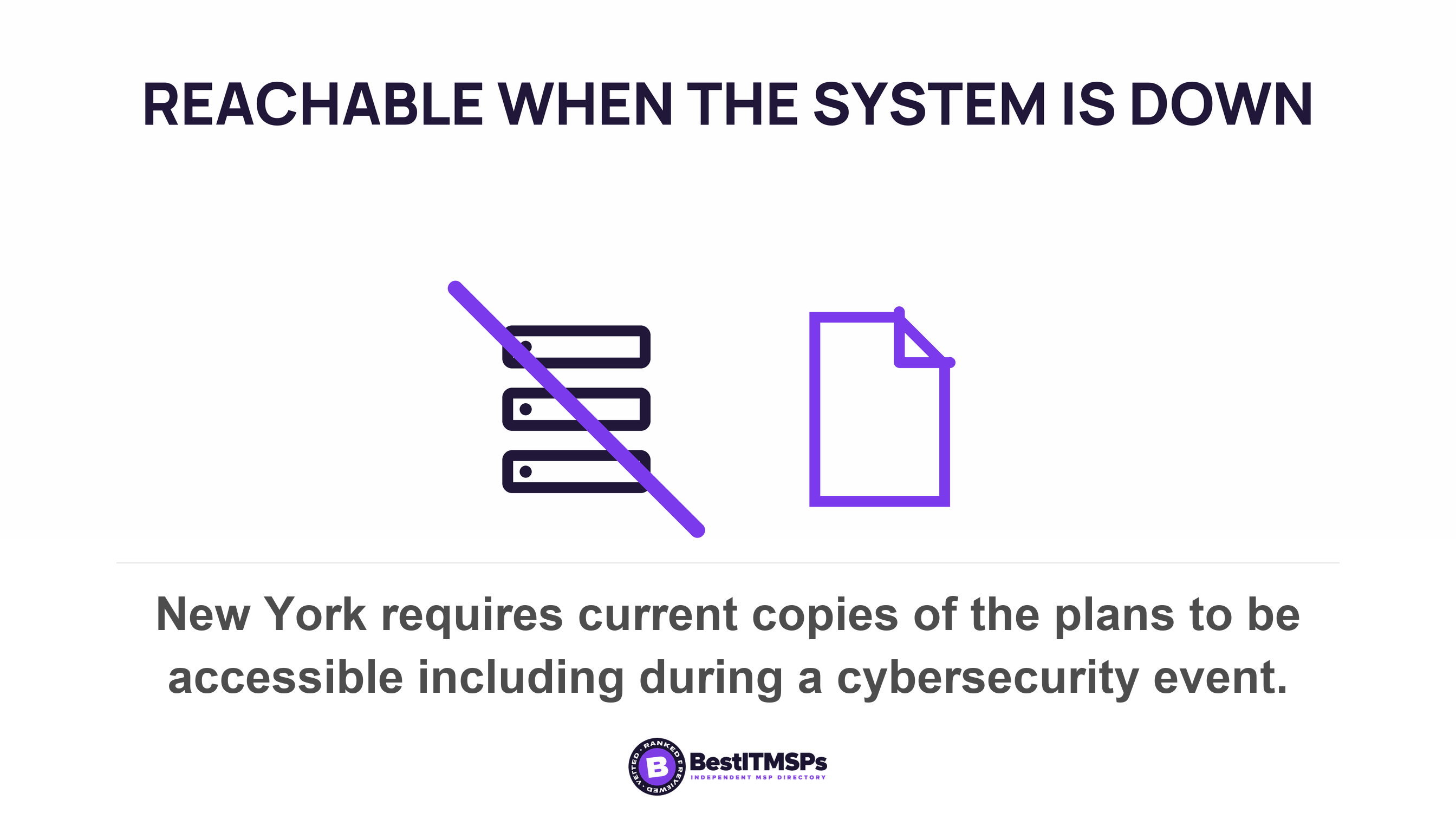 New York requires current copies of the plans to be accessible including during a cybersecurity event