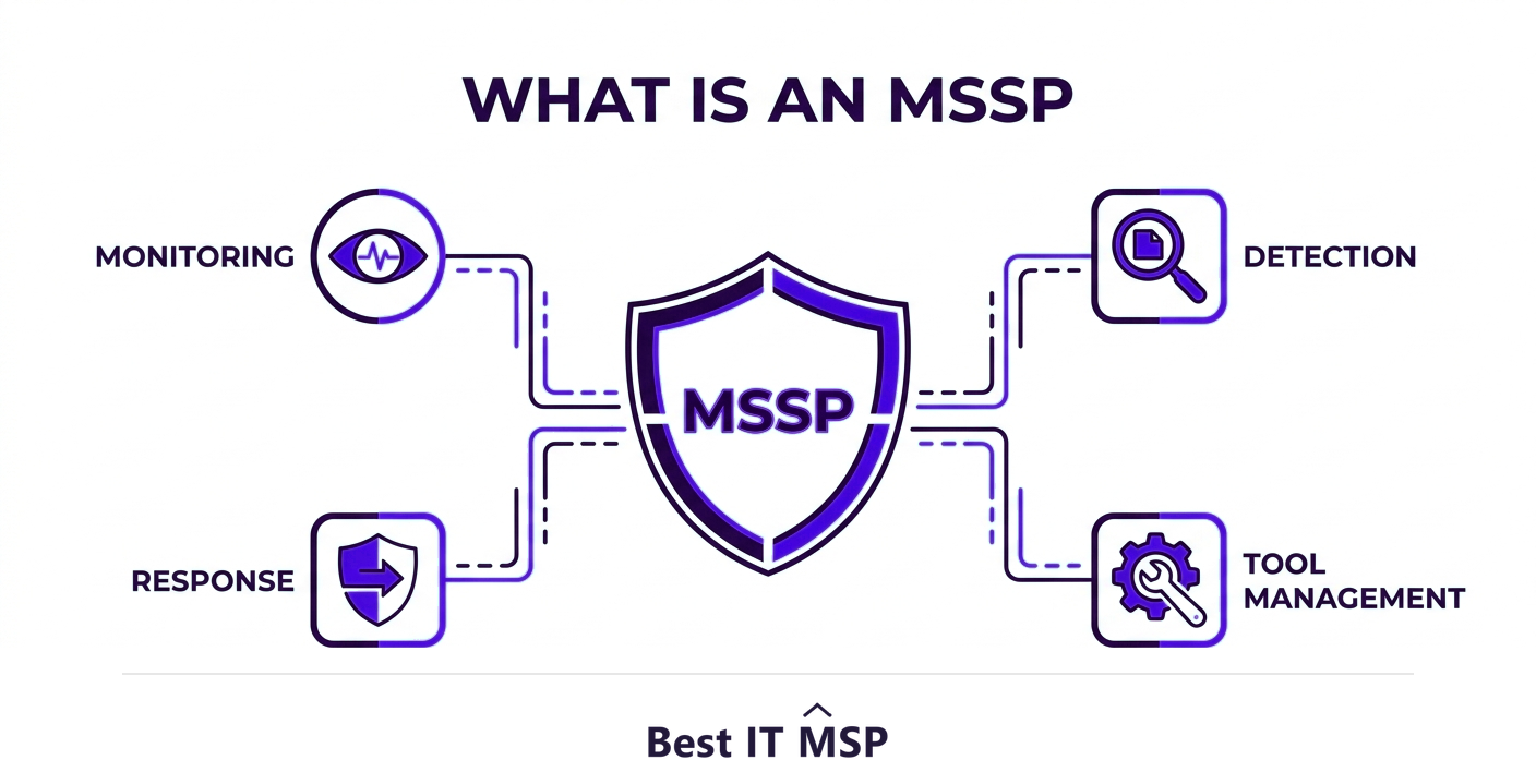An MSSP manages a business's cybersecurity as a service