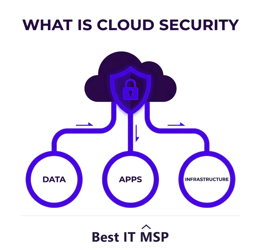 Cloud security protects data, apps, and infrastructure in the cloud