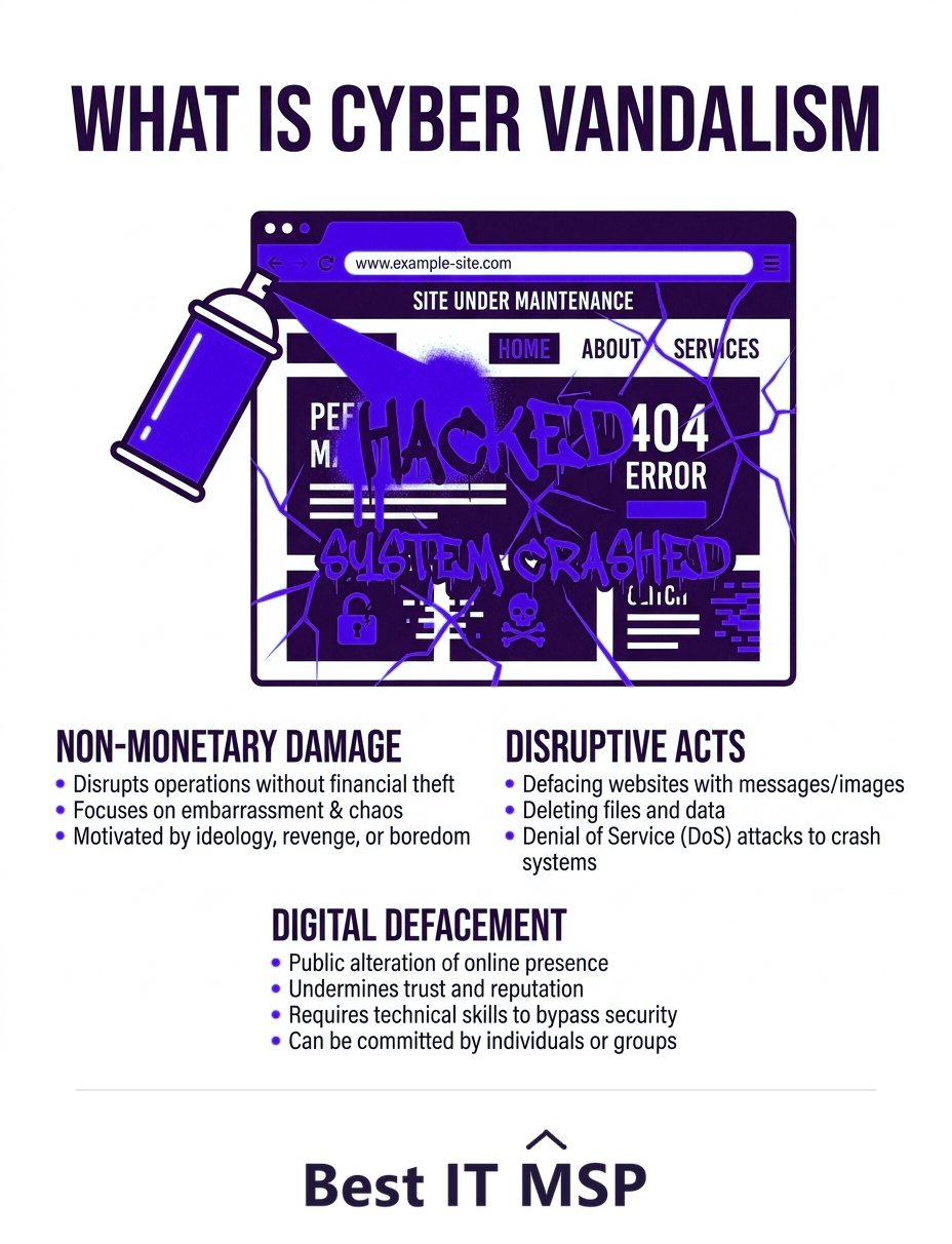 Cyber vandalism damages and disrupts rather than steals