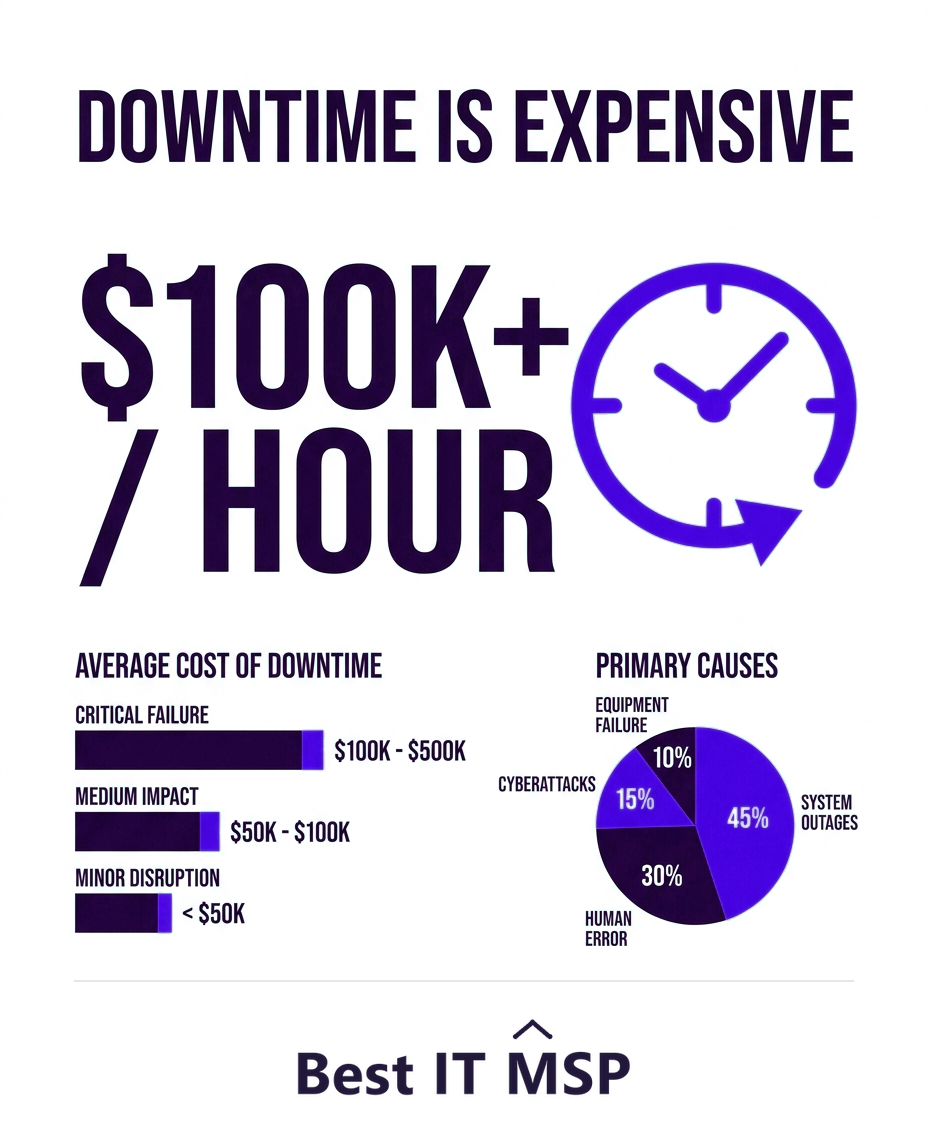 An hour of downtime costs most organizations more than 100,000 dollars